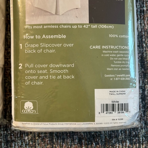 ❌SOLD❌ NEW Set of 2 SureFit Long Dining Chair Slipcovers - Twill White Supreme - Picture 7 of 11